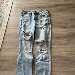 American Eagle Outfitters Ripped Light Blue Skinny Jeans